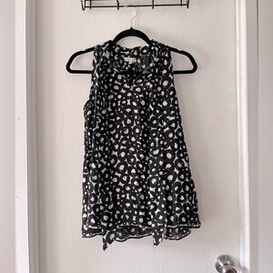 Max Studio Sheer Black and White Patterned Halter Blouse